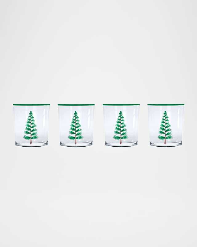 Woodland Trees Suite Double Old Fashion Glasses, Set of 4